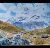 Авторская выставка картин В альплагере «Адылсу» проходит выставка акварельных картин художника-альпиниста Светланы Клабуковой